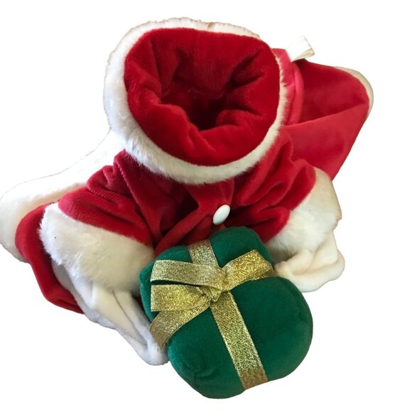 Santa Suit Dog Costume With Gift Accessory Size Small Red White Green - Picture 2 of 9